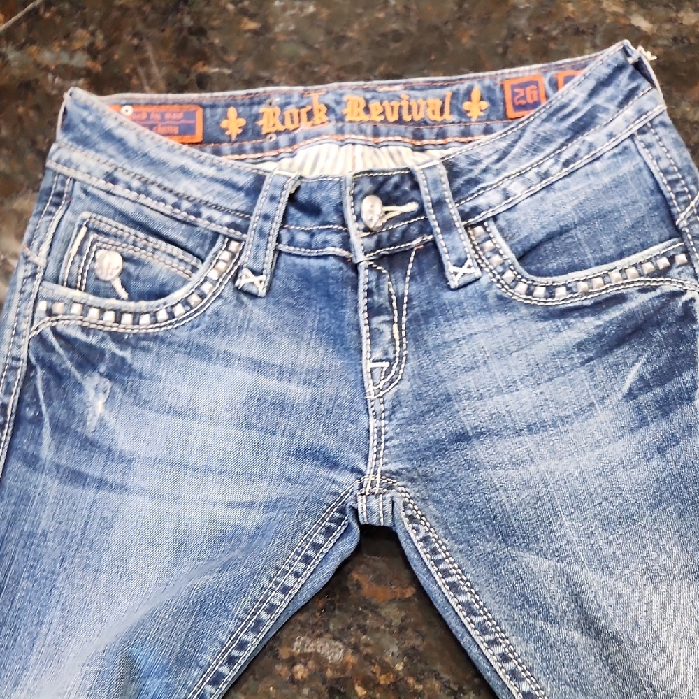 Rock Revival Blue Skinny Jeans with Distressed Look